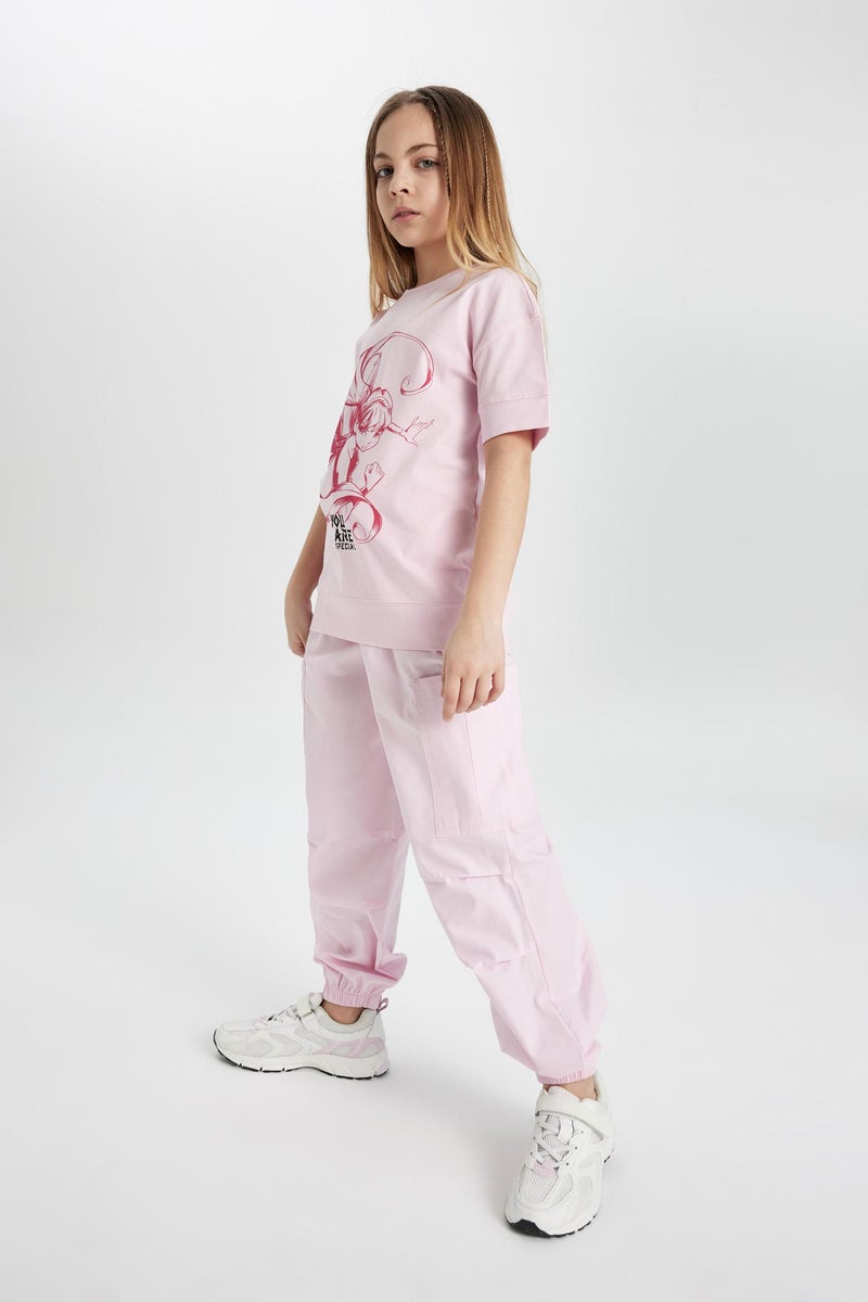 DeFacto Pink Girl Girl Parachute Cargo Cotton Trousers Casual - Image 4